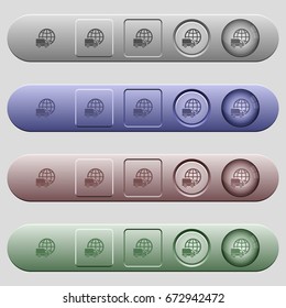 International transport icons on rounded horizontal menu bars in different colors and button styles