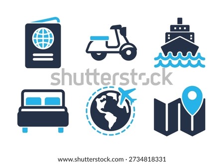International Travel and Logistics icon set. Solid glyph series icons
