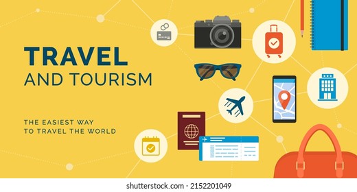 International travel and tourism services: travel accessories, documents and airline tickets