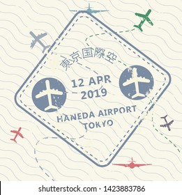 International travel visa passport stamp icon for entering to Japan
