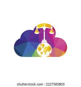 International tribunal and Supreme court logo concept. Scales on globe icon design.
