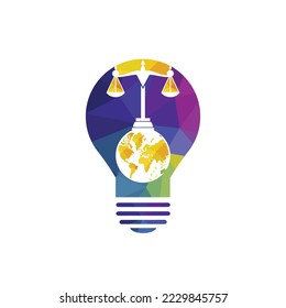 International tribunal and Supreme court logo concept. Scales on globe icon design.