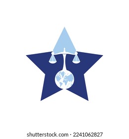 International tribunal and Supreme court logo concept. Scales on globe icon design.