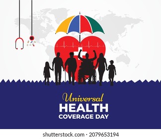 International Universal Health Coverage Day. December 12. Template for background, banner, card, poster with text inscription. Vector illustration.