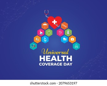 International Universal Health Coverage Day. December 12. Template for background, banner, card, poster with text inscription. Vector illustration.