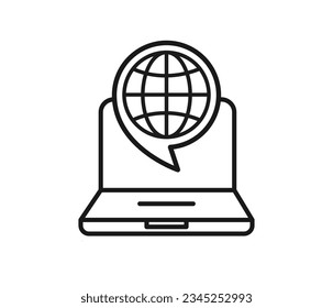 International virtual meeting icon. Virtual job interview icon.
