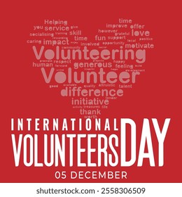 International Volunteer Day 5th December. Volunteer day celebration banner with young volunteers ready for volunteering work, The day is celebrated to thank people for volunteering services.