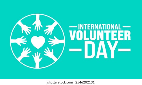 International Volunteer day background, banner or poster design template. observed every year in December. Holiday concept. Use to any Template, card, poster, placard, template.