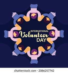 International Volunteer Day banner vector illustration greeting card on blue background