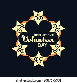 International Volunteer Day banner vector illustration greeting card on dark blue background