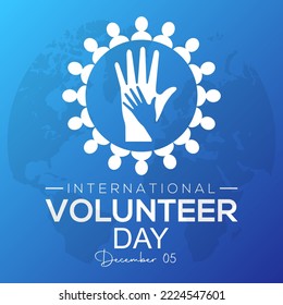  International Volunteer day is celebrated every year on 5 December. observed each year during December banner, Holiday, poster, card and background design.