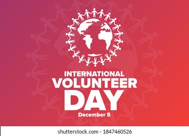 International Volunteer Day for Economic and Social Development. December 5. Holiday concept. Template for background, banner, card, poster with text inscription. Vector EPS10 illustration