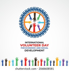 International Volunteer Day for Economic and Social Development. World Volunteer Day concept. Template for background, banner, card, poster. Vector illustration.