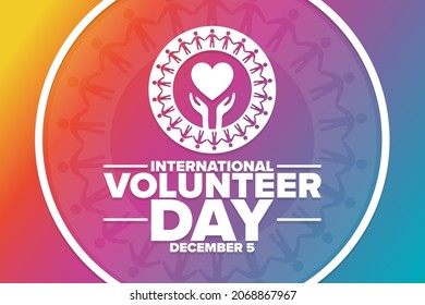 International Volunteer Day for Economic and Social Development. December 5. Holiday concept. Template for background, banner, card, poster with text inscription. Vector EPS10 illustration