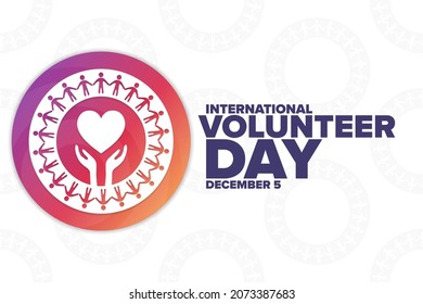 International Volunteer Day for Economic and Social Development. December 5. Holiday concept. Template for background, banner, card, poster with text inscription. Vector EPS10 illustration