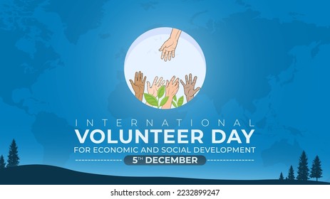 International Volunteer day for Economic and social Development on December 5th. Can be used for banners, posters and backround walpapers. Vector illustration backround.