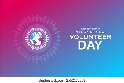 Dia Internacional do Voluntário para o Desenvolvimento Econômico e Social. 5 de dezembro. Conceito de férias. Modelo para postagens de fundo, banner, cartão, cartaz e mídias sociais.