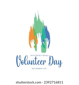 International volunteer day. Hand drawn vector illustration. December 5th. Suitable for stamps, web, social media, greeting cards etc