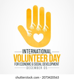 International Volunteer day is observed every year on December 5, to promote volunteering and recognize volunteer contributions to the achievement of the Sustainable Development Goals. Vector art