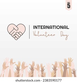 International Volunteer day is observed every year on December 5. greeting card social media post