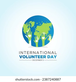 International volunteer day is observed every year on the 5th december . Vector template for banner, greeting card, poster with background. Vector illustration.
