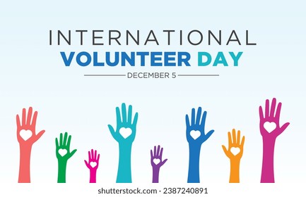 International volunteer day is observed every year on the 5th december . Vector template for banner, greeting card, poster with background. Vector illustration.