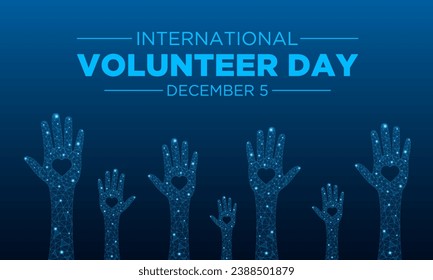 International volunteer day is observed every year on the 5th december . Vector template for banner, greeting card, poster with background. Vector illustration.