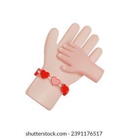 International Volunteer Day. Take care of children. Volunteer hand holding a child hand. 3D vector render illustration
