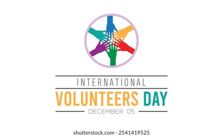 International Volunteers Day is observed every year on December. People Awareness concept. background, placard, banner template Vector illustration design.
