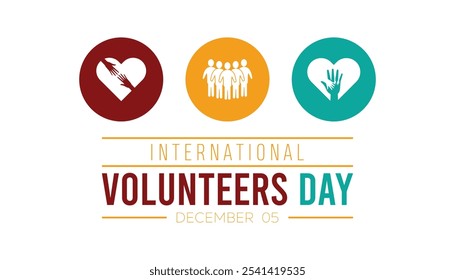 El Día Internacional de los Voluntarios se celebra cada año en diciembre. Personas Concepto de conciencia. fondo, cartel, diseño de Ilustración vectorial de Plantilla de Anuncio.