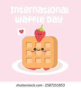 International waffle day vector design for celebration. Suitable for background, template, social media, poster, flyer design, flat illustration, banner, etc 
