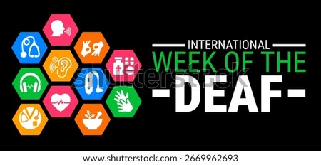 International Week of the Deaf background, banner, card or poster design template is observed every year during September, to raise awareness about the mission. Vector illustration.