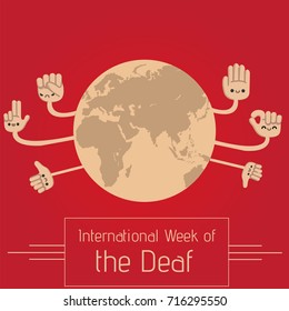 International Week of the Deaf, IWD. Global sign language conceptual illustration vector.