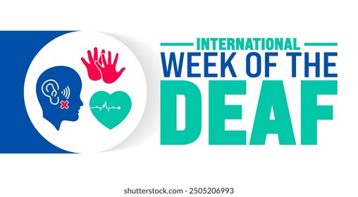 International Week of the Deaf is observed every year in September. Holiday concept. Template for background, banner, card, poster, placard, design template with unique shapes with standard color.