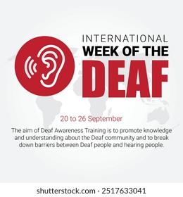 International week of the Deaf is observed every year during September, it is celebrated through various activities and events by Deaf Communities worldwide and aims to promote human rights for people