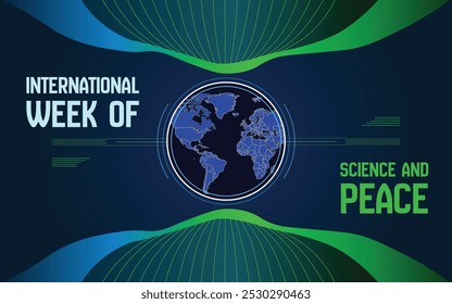 International Week of Science and Peace, featuring symbols of science, peace, and global collaboration. Ideal for educational content, campaigns, and event promotions on november