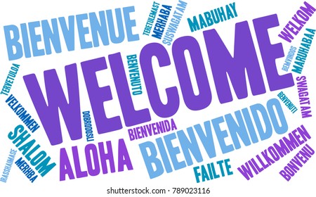 International Welcome Word Cloud. Each word used in this word cloud is another languages version of the word Welcome. 