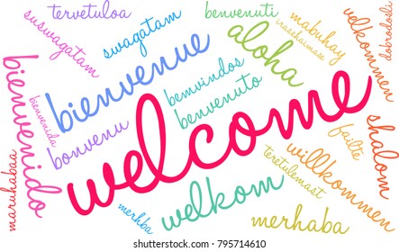 International Welcome Word Cloud. Each word used in this word cloud is another languages version of the word Welcome. 