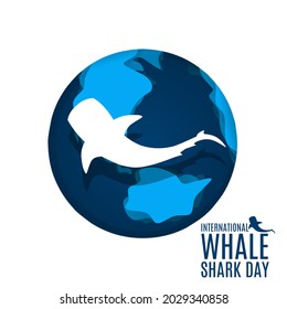 International whale shark day theme paper art. Vector illustration. Suitable for Poster, Banners, paper, campaign, and greeting card. 