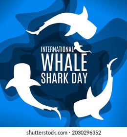 International whale shark day theme paper art. Vector illustration. Suitable for Poster, Banners, campaign and greeting card.