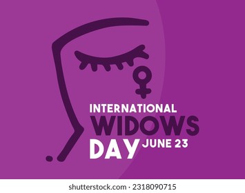 International Widows Day design vector. June 23. Hand drawn women face line icon. Flat design vector. Poster, banner, card, background. Eps 10.