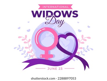International Widows Day Vector Illustration on June 23 with Woman Mourns and Injustice Faced by Widow in Flat Cartoon Hand Drawn Templates