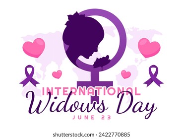 International Widows Day Vector Illustration on 23 June with Woman Mourns and Injustice Faced by Widow in Flat Cartoon Background Design