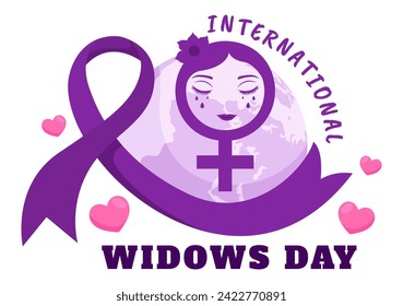 International Widows Day Vector Illustration on 23 June with Woman Mourns and Injustice Faced by Widow in Flat Cartoon Background Design