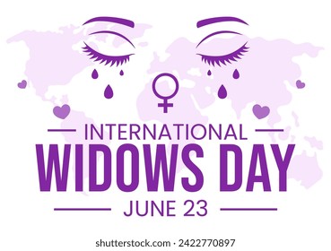 International Widows Day Vector Illustration on 23 June with Woman Mourns and Injustice Faced by Widow in Flat Cartoon Background Design