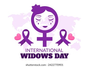 International Widows Day Vector Illustration on 23 June with Woman Mourns and Injustice Faced by Widow in Flat Cartoon Background Design