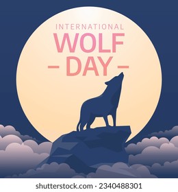 International wolf day design template good for greeting. Wolf design illustration. Wolf vector. Flat design.