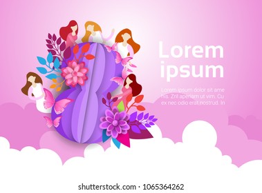 International Woman Day Poster Template Decoration Background With Beautiful Flowers