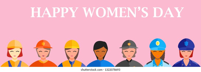INTERNATIONAL WOMAN DAY PROFESSION UNIFORM BANNER WORK JOB