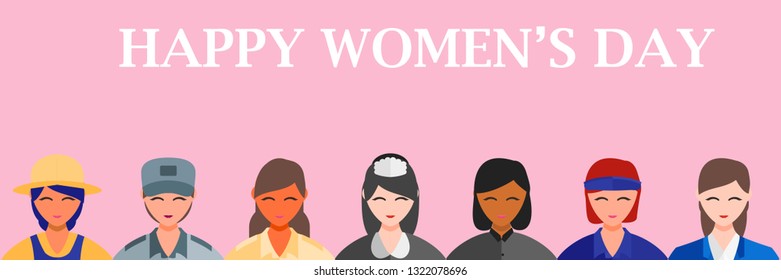 INTERNATIONAL WOMAN DAY PROFESSION UNIFORM BANNER WORK JOB
